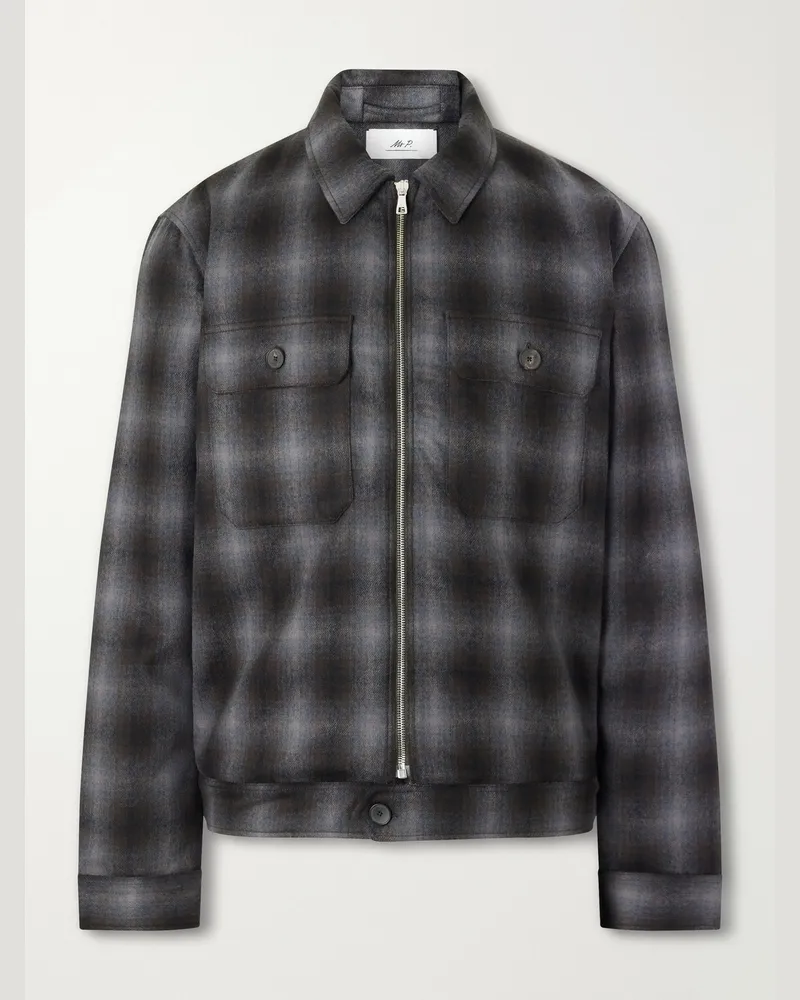 MR P. Checked Virgin Wool Zip-Up Jacket Brown