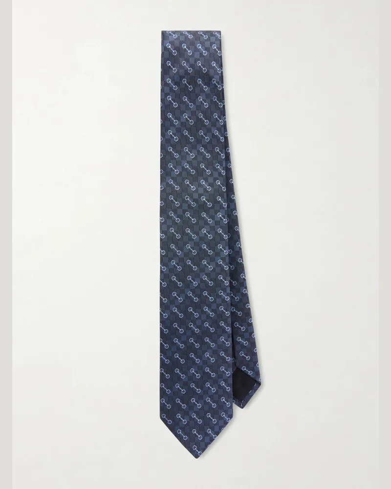 Gucci 7cm Silk-Jacquard Tie Blue
