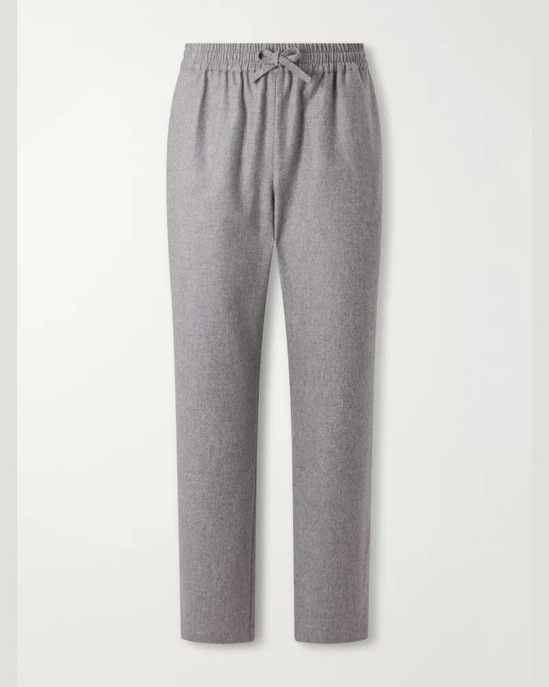 De Bonne Facture Tapered Virgin Wool Drawstring Trousers Gray