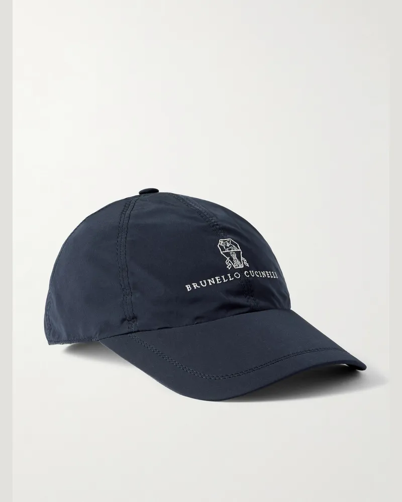 Brunello Cucinelli Baseballkappe aus Baumwoll-Twill mit Logostickerei Blau
