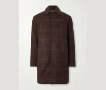 Manas Checked Virgin Wool-Tweed Coat with Padded Quilted Shell Liner