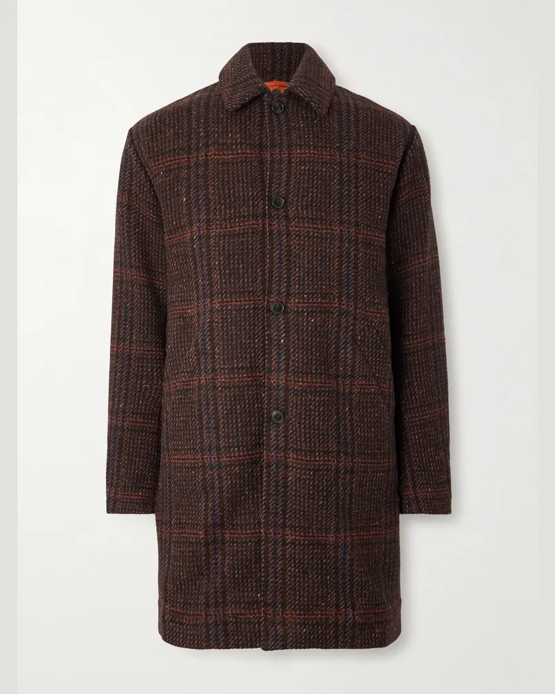 A Kind Of Guise Manas Checked Virgin Wool-Tweed Coat with Padded Quilted Shell Liner Brown