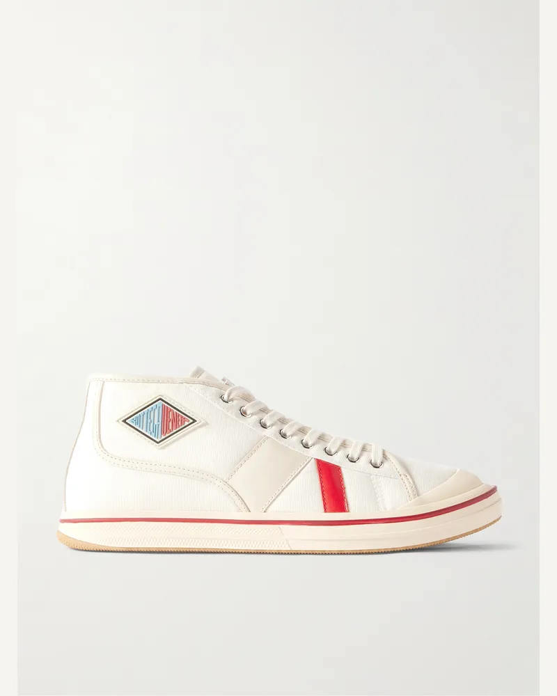 Bottega Veneta Sneakers aus Canvas mit Lederbesatz und Logoapplikation Weiß