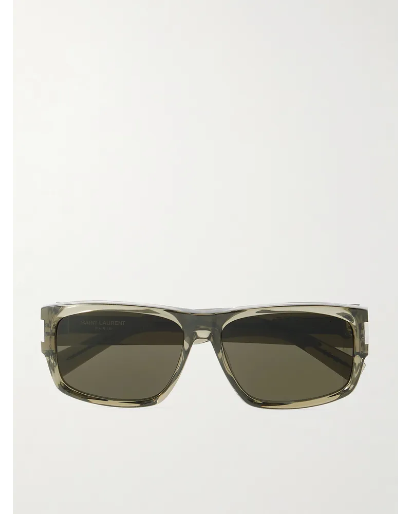 Saint Laurent New Wave Sonnenbrille mit rechteckigem Rahmen aus Azetat Grün