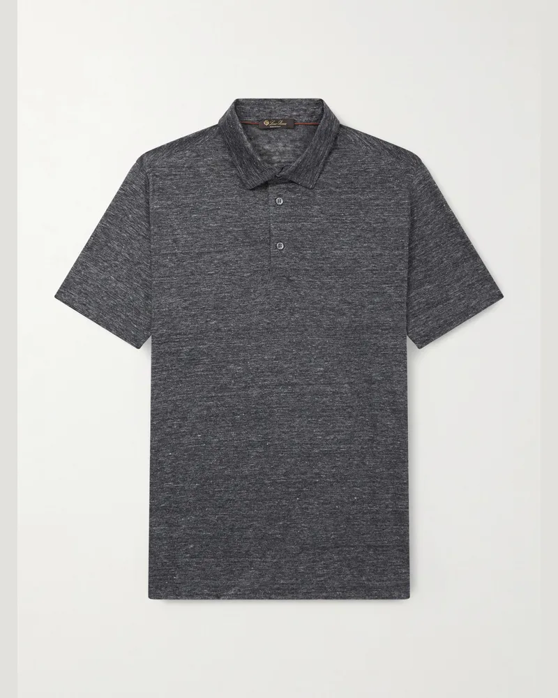 Loro Piana Polohemd aus Leinen Grau