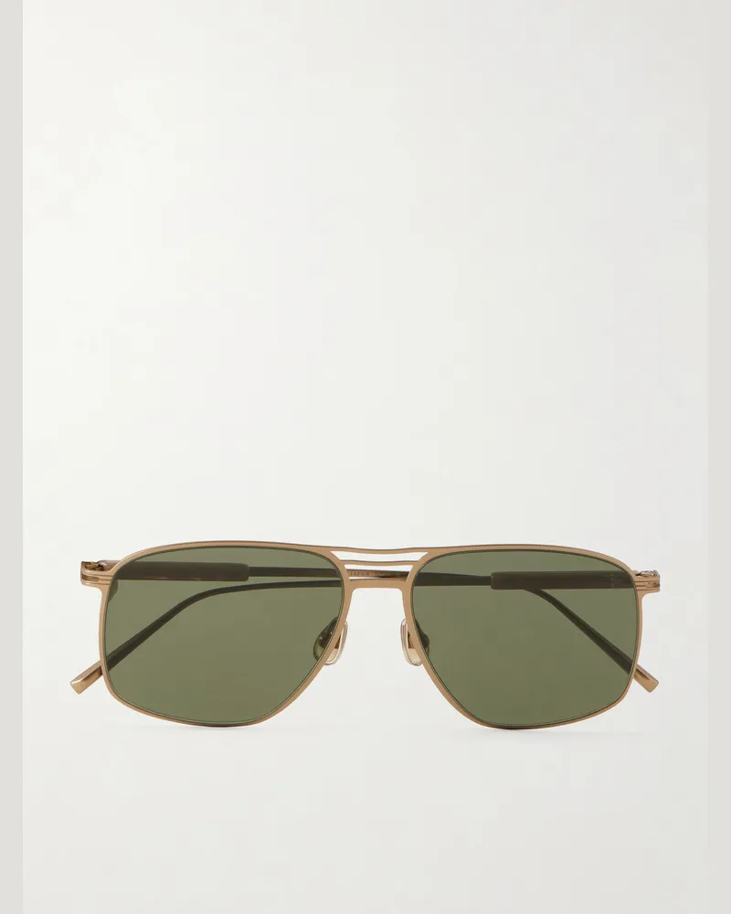 Brunello Cucinelli Aviator-Style Titanium Sunglasses Gold