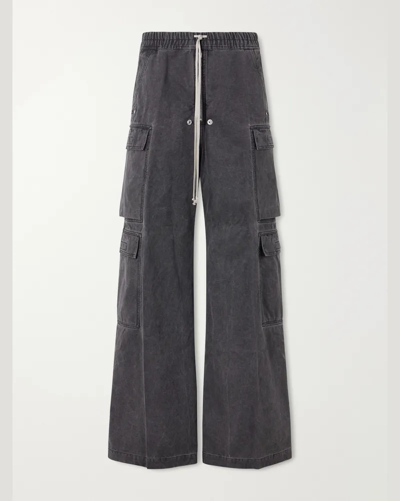 DRKSHDW by Rick Owens Jumbo Belas Wide-Leg Cotton-Canvas Cargo Trousers Gray