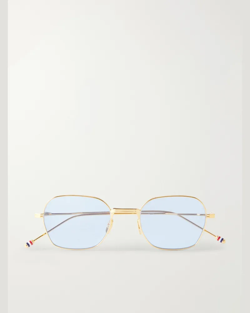 Thom Browne Rectangular-Frame Gold-Toned Sunglasses Gold