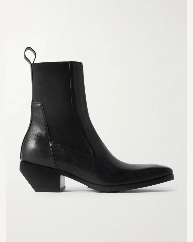 Rick Owens Chelsea Boots aus gewachstem Leder Schwarz