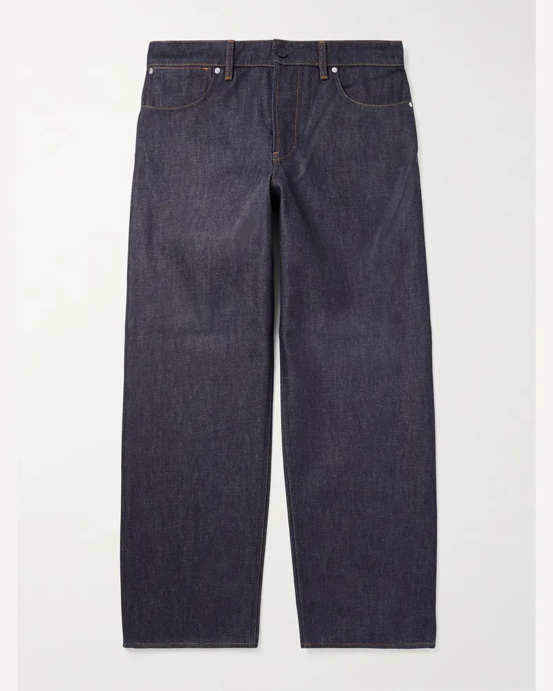 Stone Island Denim Research Straight-Leg Logo-Appliquéd Organic Jeans Blue