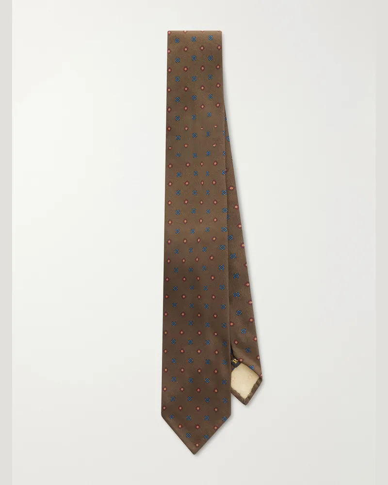 Rubinacci 8cm Printed Silk-Twill Tie Brown