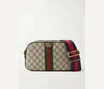 Ophidia Leather-Trimmed Monogrammed Coated-Canvas Messenger Bag