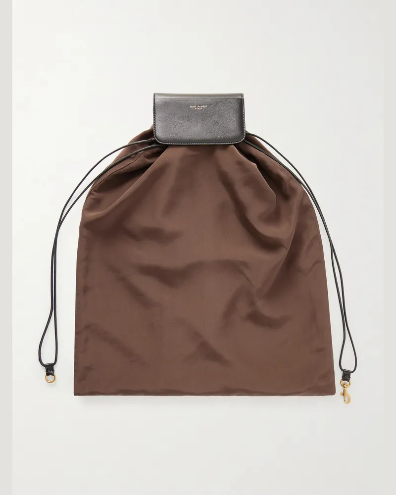 Saint Laurent Umhängetasche aus Nylon und Leder Braun