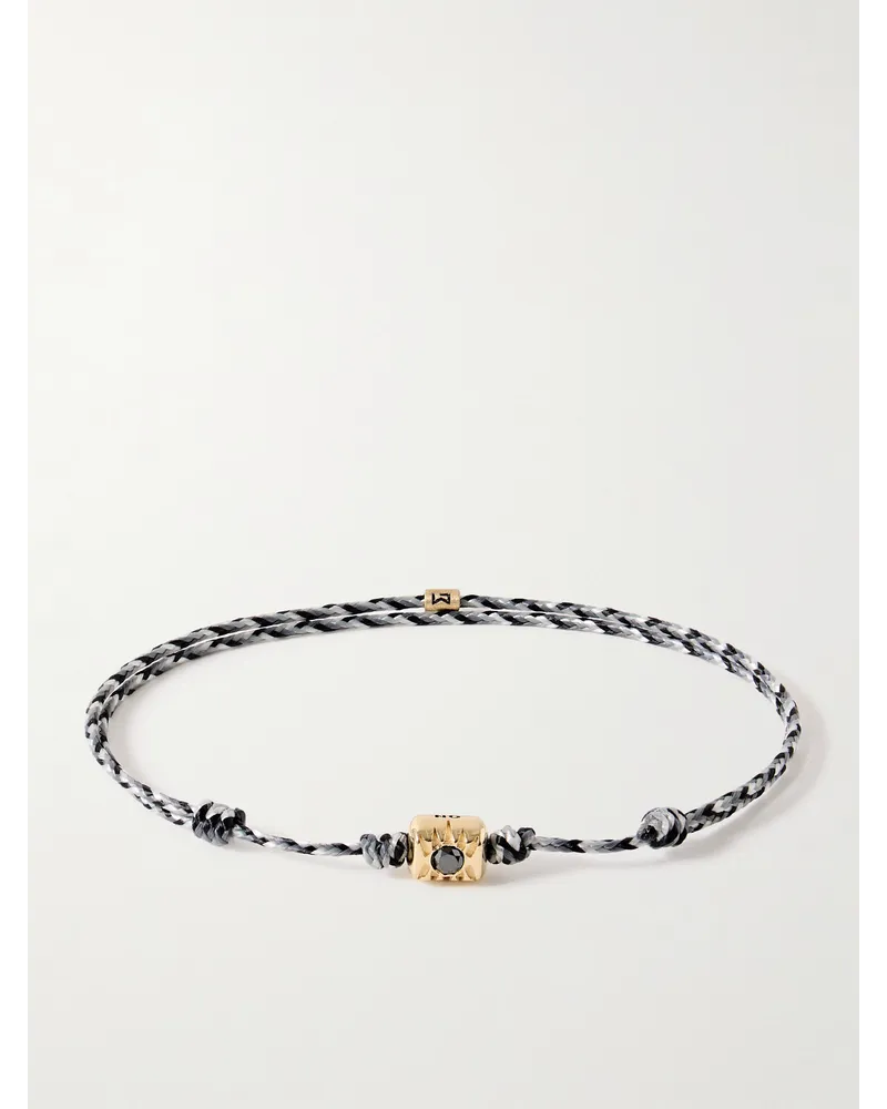 Luis Morais Armband aus Kordel mit Details aus Gold und Diamant Schwarz