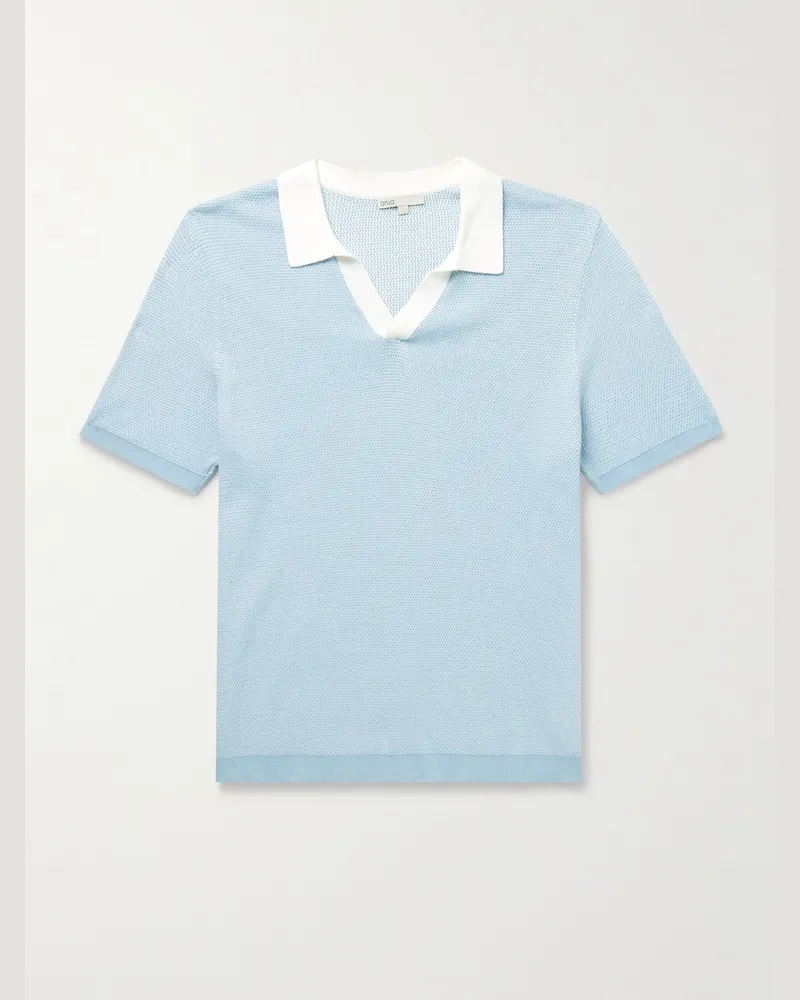 Onia Johnny zweifarbiges Polohemd aus Baumwolle Blau