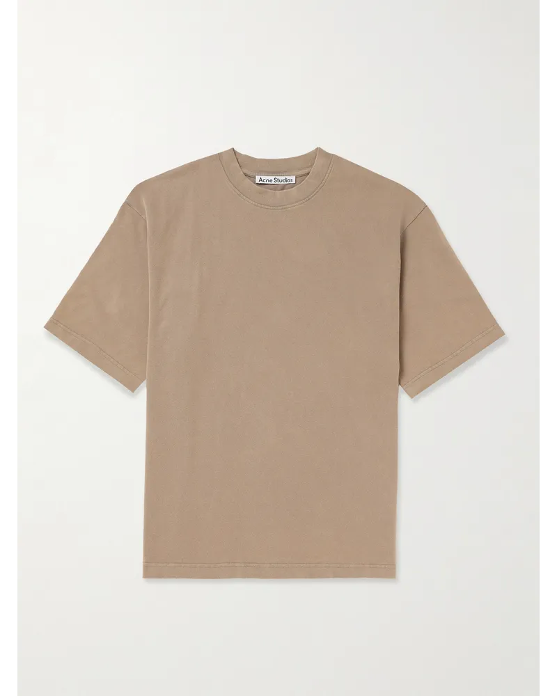 Acne Studios Extorr T-Shirt aus Baumwoll-Jersey mit Logoapplikation in Stückfärbung Braun