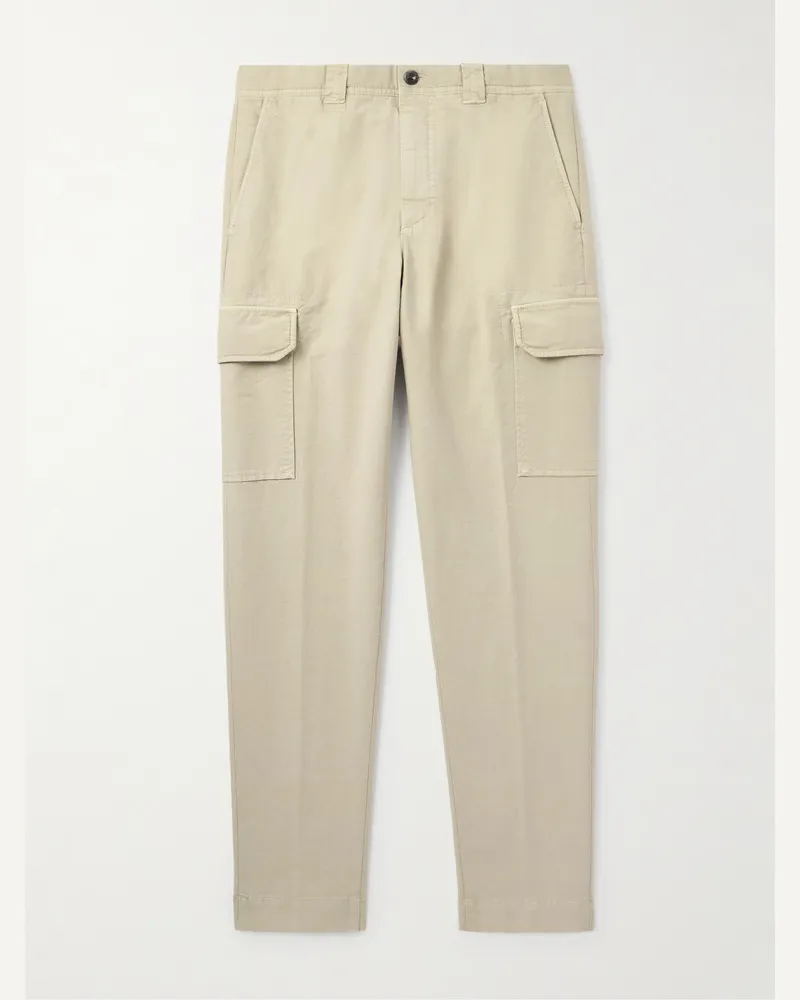 Slowear Tapered Cotton-Blend Cargo Trousers Neutrals