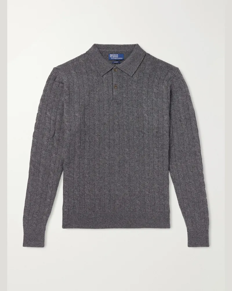 Ralph Lauren Cable-Knit Cashmere Sweater Gray