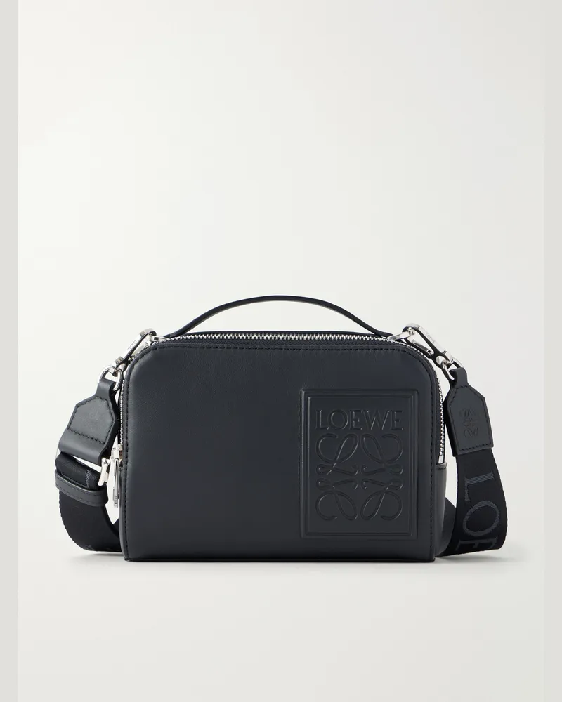 Loewe Camera Logo-Debossed Leather Messenger Bag Black