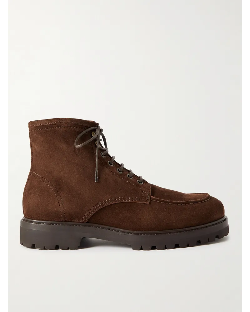 Brunello Cucinelli Schnürstiefel aus Veloursleder Braun