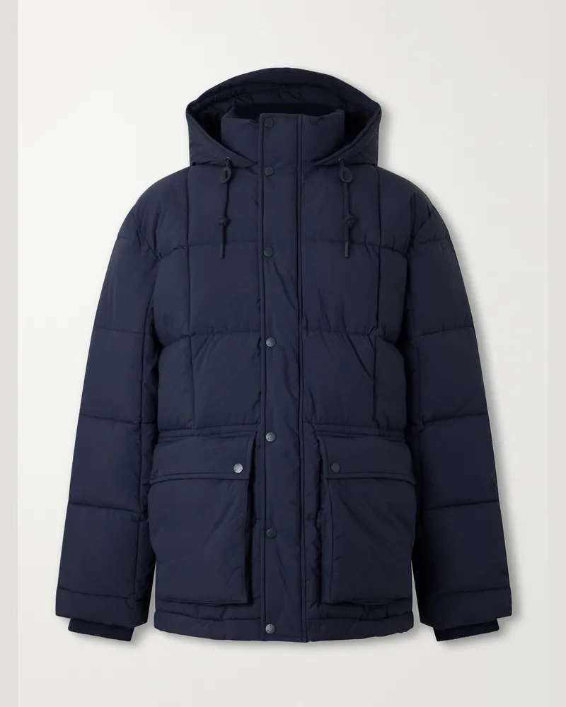 A.P.C. Joshua Hooded Quilted Shell Down Jacket Blue