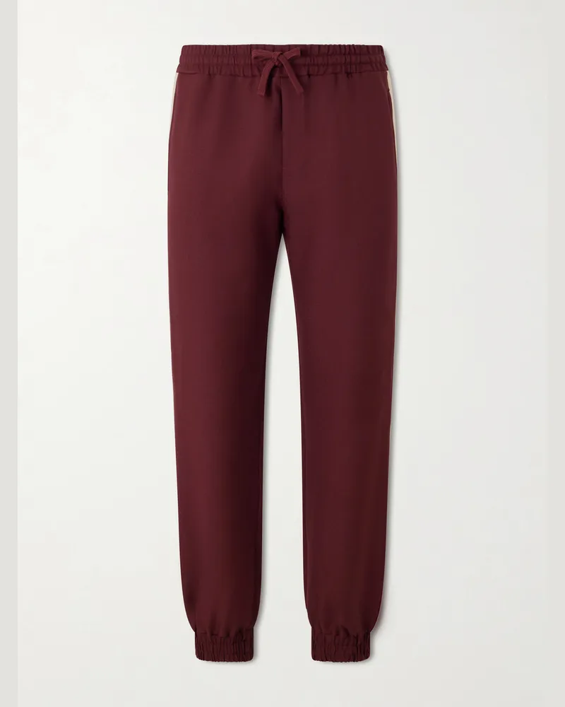 Valentino Garavani VGold Striped Drill Sweatpants Burgundy