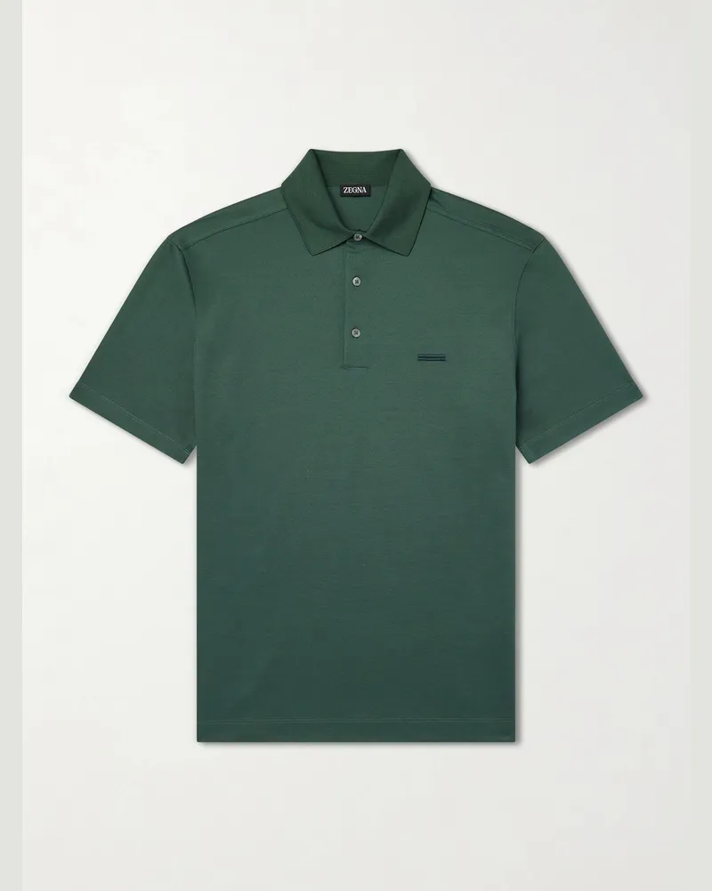 Ermenegildo Zegna Cotton-Piqué Polo Shirt Green