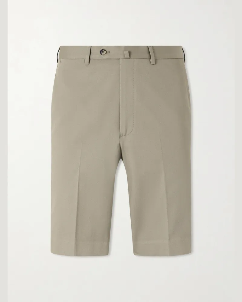 De Petrillo Straight-Leg Cotton-Blend Twill Shorts Neutrals