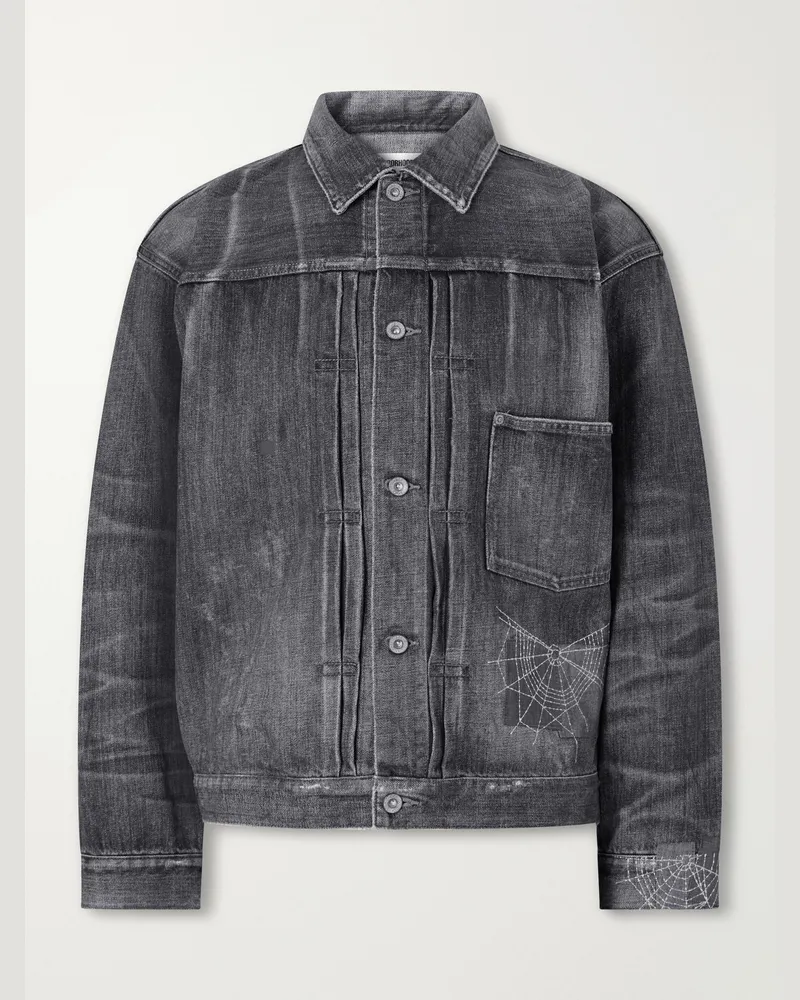 Neighborhood Savage Embroidered Denim Jacket Gray