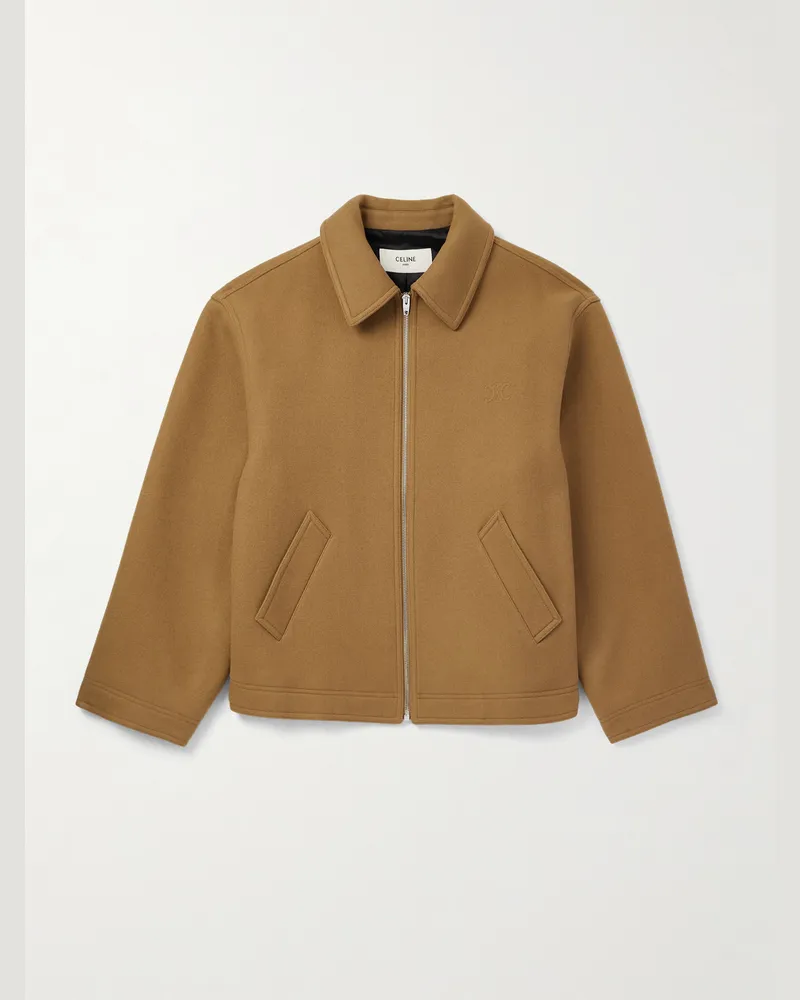 Celine Bomberjacke aus Wollfilz mit Logostickerei Braun