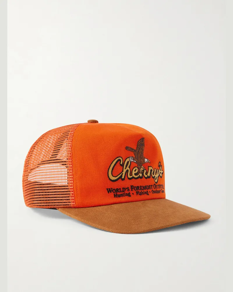Cherry Los Angeles Outfitter Baseballkappe aus Twill und Mesh mit Stickereien Orange