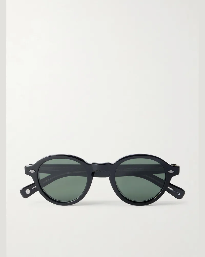 Garrett Leight Flipper Round-Frame Acetate Sunglasses Black