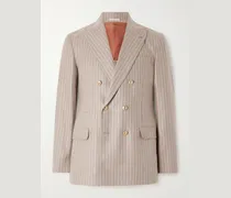 Striped Cashmere and Silk-Blend Suit Jacket