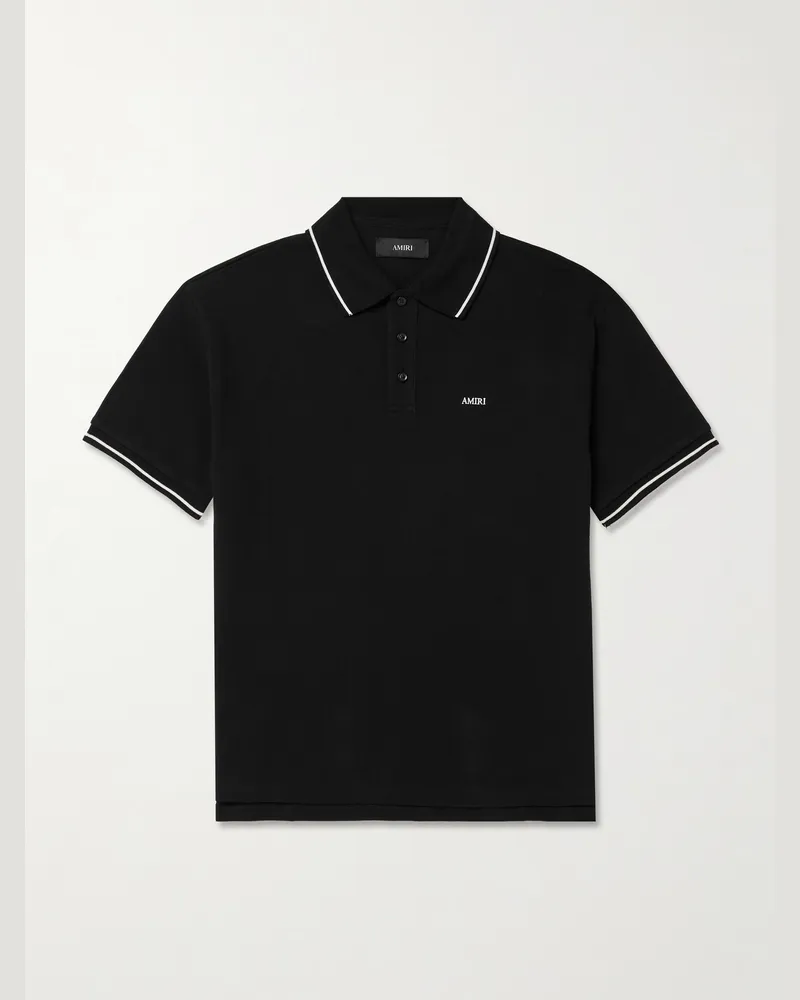 Amiri Polohemd aus Baumwoll-Piqué mit Logostickerei Schwarz