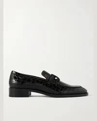 Christian Louboutin Chambelimoc Loafers aus Lackleder mit Krokodileffekt Schwarz