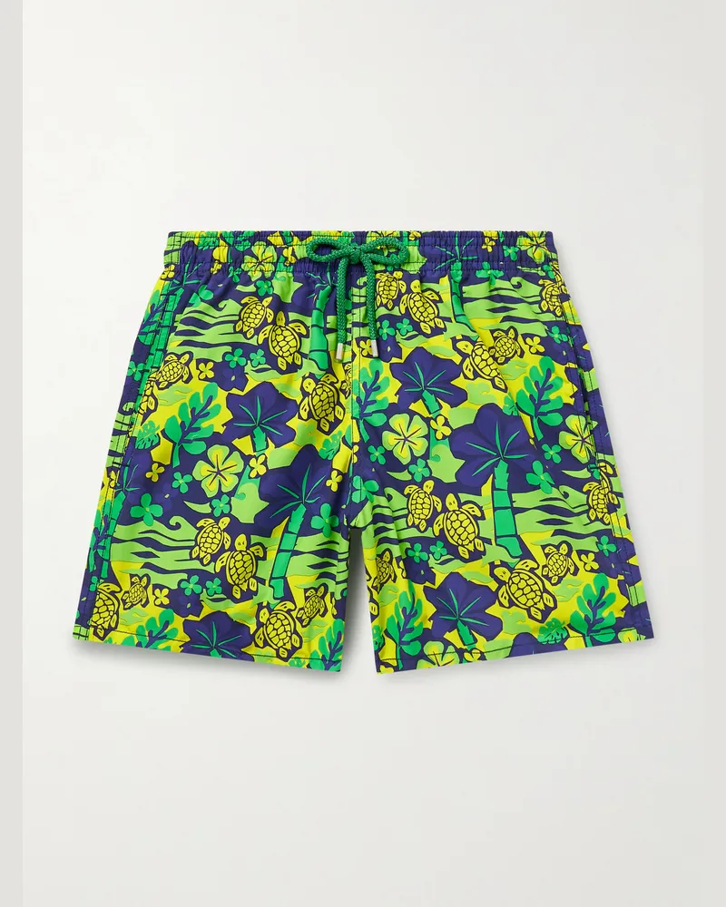 Vilebrequin Moorea gerade geschnittene mittellange Badeshorts mit Print Grün