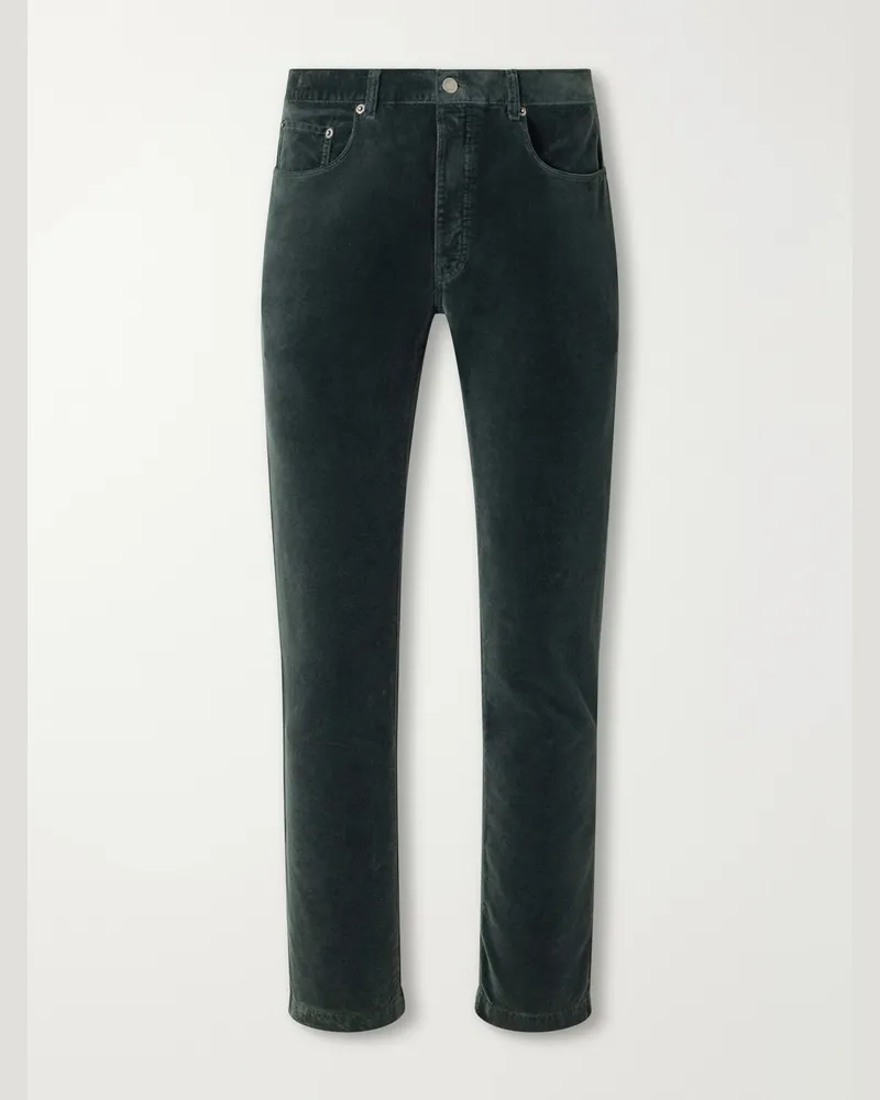 Massimo Alba Straight-Leg Cotton-Velvet Trousers Green