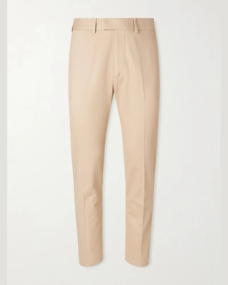 Tom Ford Straight-Leg Cotton-Drill Trousers Neutrals