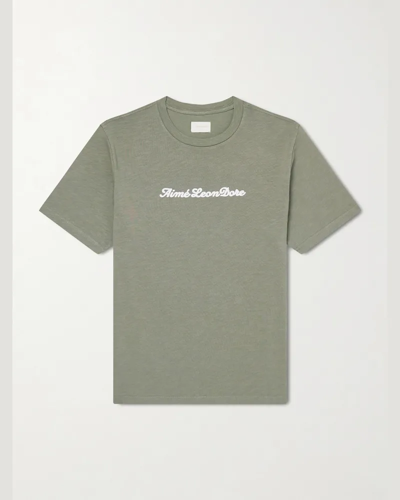 Aimé Leon Dore Logo-Print Cotton-Jersey T-Shirt Green