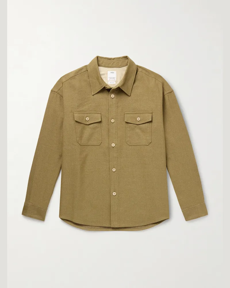 Visvim Hemdjacke aus einer Woll-Leinenmischung Grün