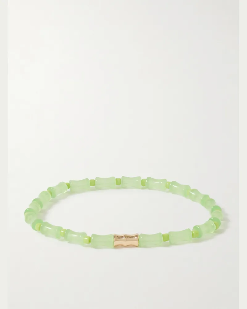 Luis Morais 14-Karat Gold Beaded Bracelet Green