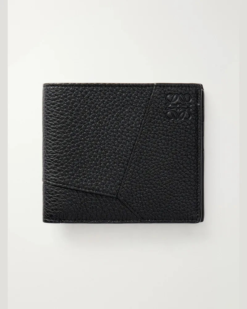 Loewe Puzzle Edge Panelled Full-Grain Leather Bifold Wallet Black