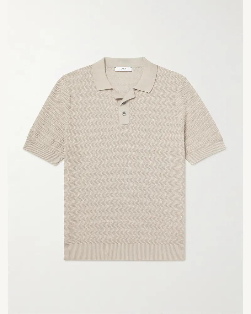 MR P. Textured-Cotton Polo Shirt Neutrals