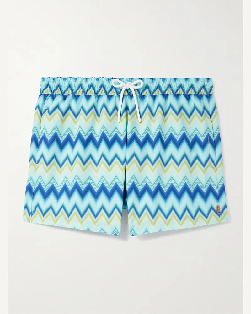 Missoni Gerade geschnittene mittellange Badeshorts mit Streifen Blau