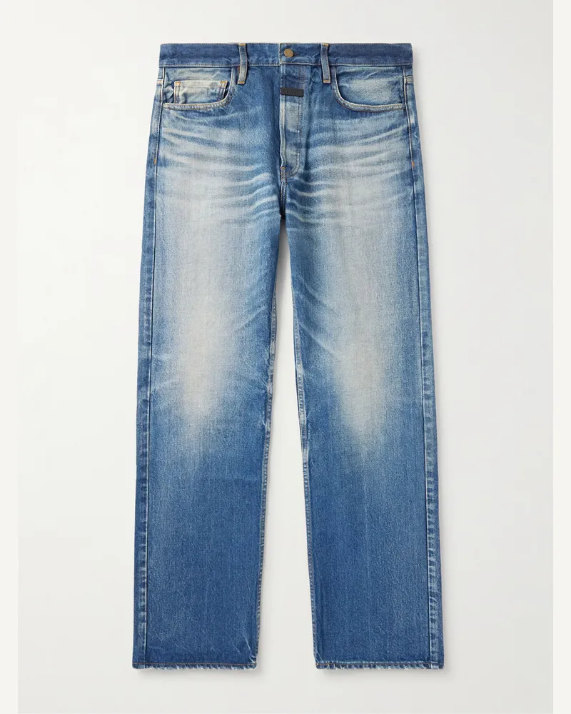Fear of God Gerade geschnittene Jeans mit Logoapplikation Blau