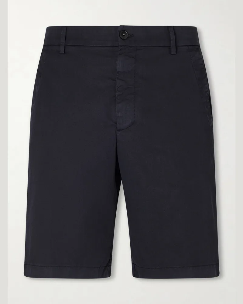 Canali Straight-Leg Stretch Cotton-Blend Shorts Blue