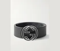 4cm Reversible Monogrammed Coated-Canvas and Leather Belt