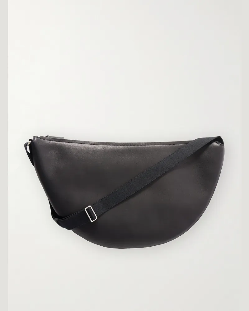 The Row Crescent Leather Messenger Bag Black
