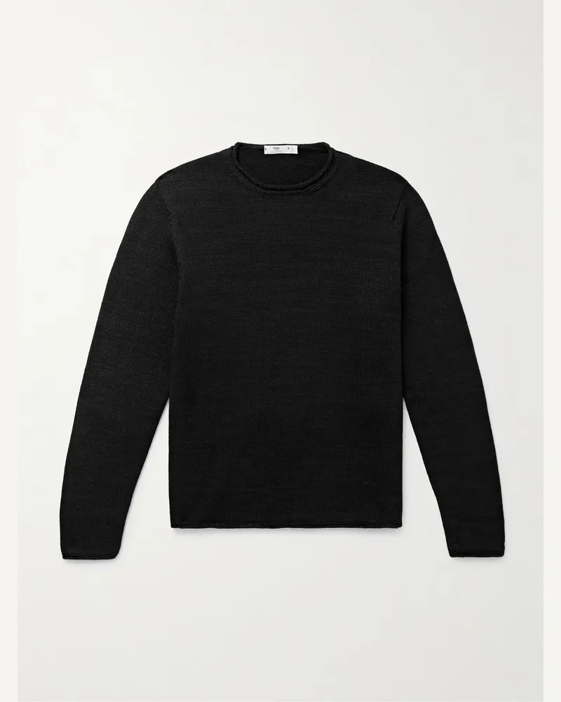 Inis Meáin Wool and Linen-Blend Sweater Black