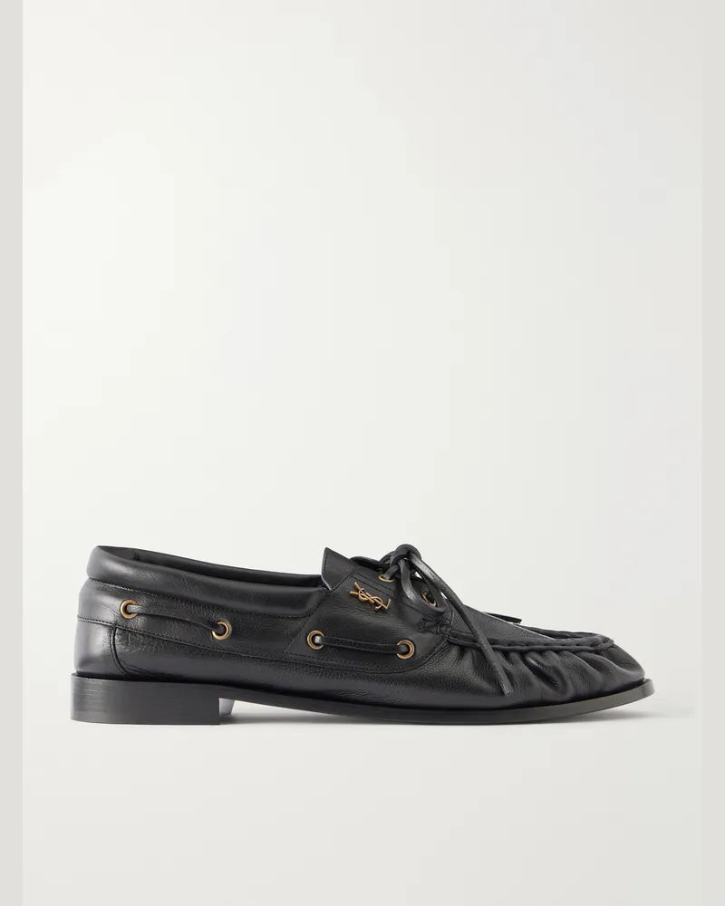 Saint Laurent Le Loafer Monogram Logo-Appliquéd Leather Loafers Black
